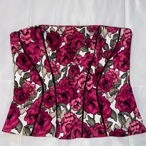 pink floral strapless top